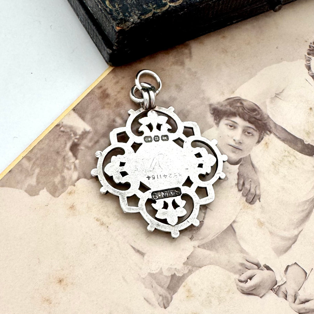 SOLD Antique 1894 Sterling Silver Watch Fob Pendant