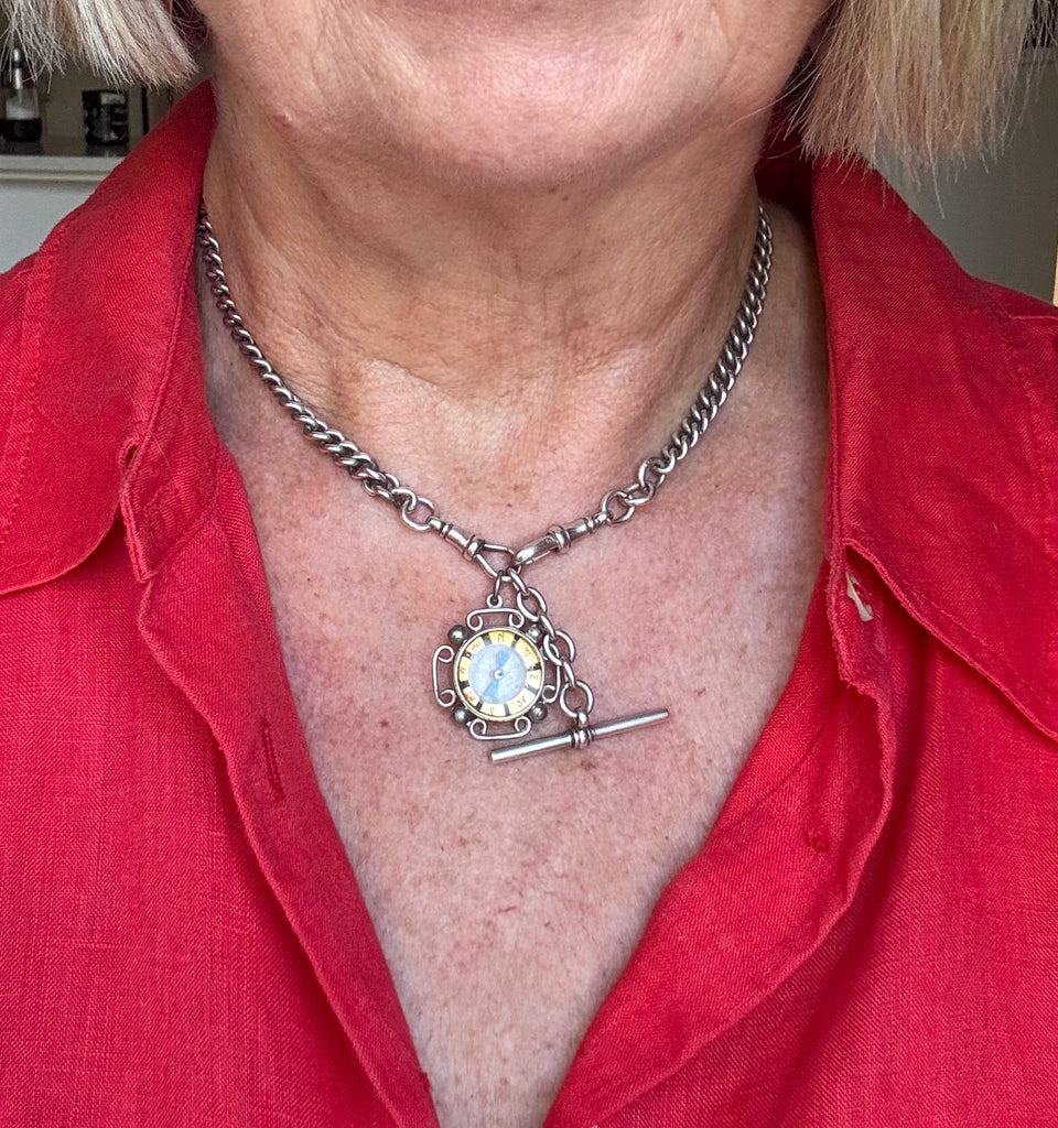 SOLD Antique Sterling Silver Compass Pendant
