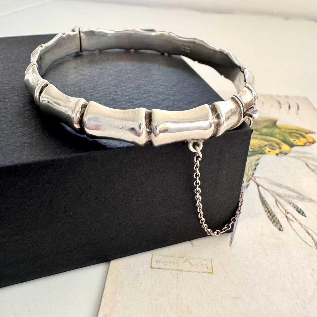 Vonk Jewellery vintage 1963 sterling silver bamboo bangle on a black box