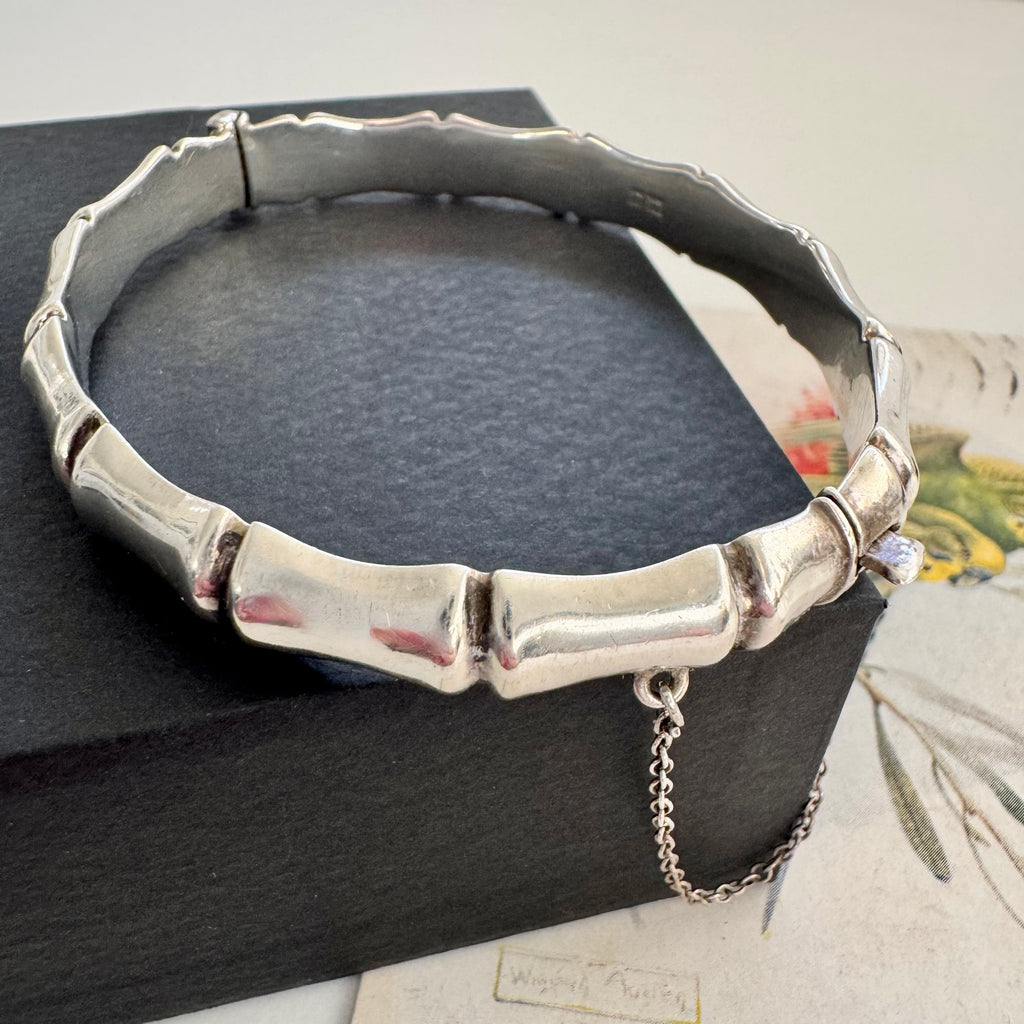 Vonk Jewellery vintage 1963 sterling silver bamboo bangle on a black box
