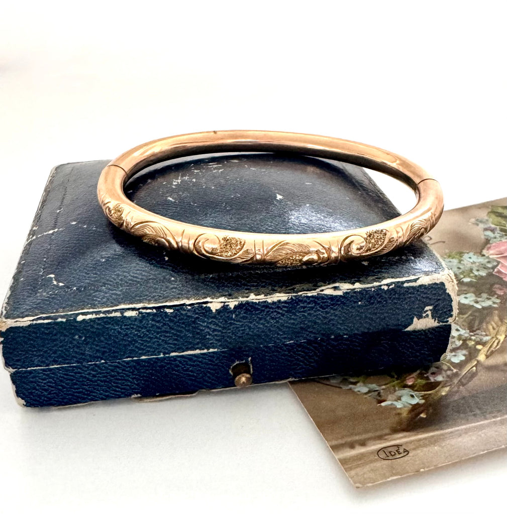 Antique Gold Fill Engraved Bangle