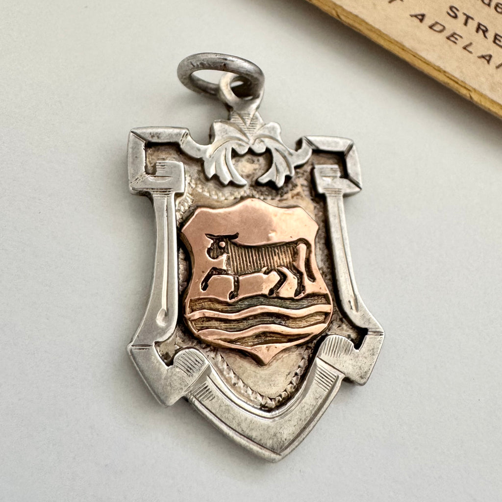 Vonk Jewellery vintage sterling silver and rose gold Fattorini watch fob