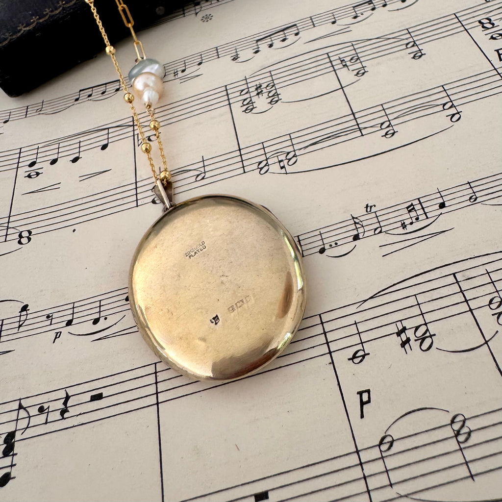 SOLD Large Vintage 22ct Gold Plated Locket Necklace