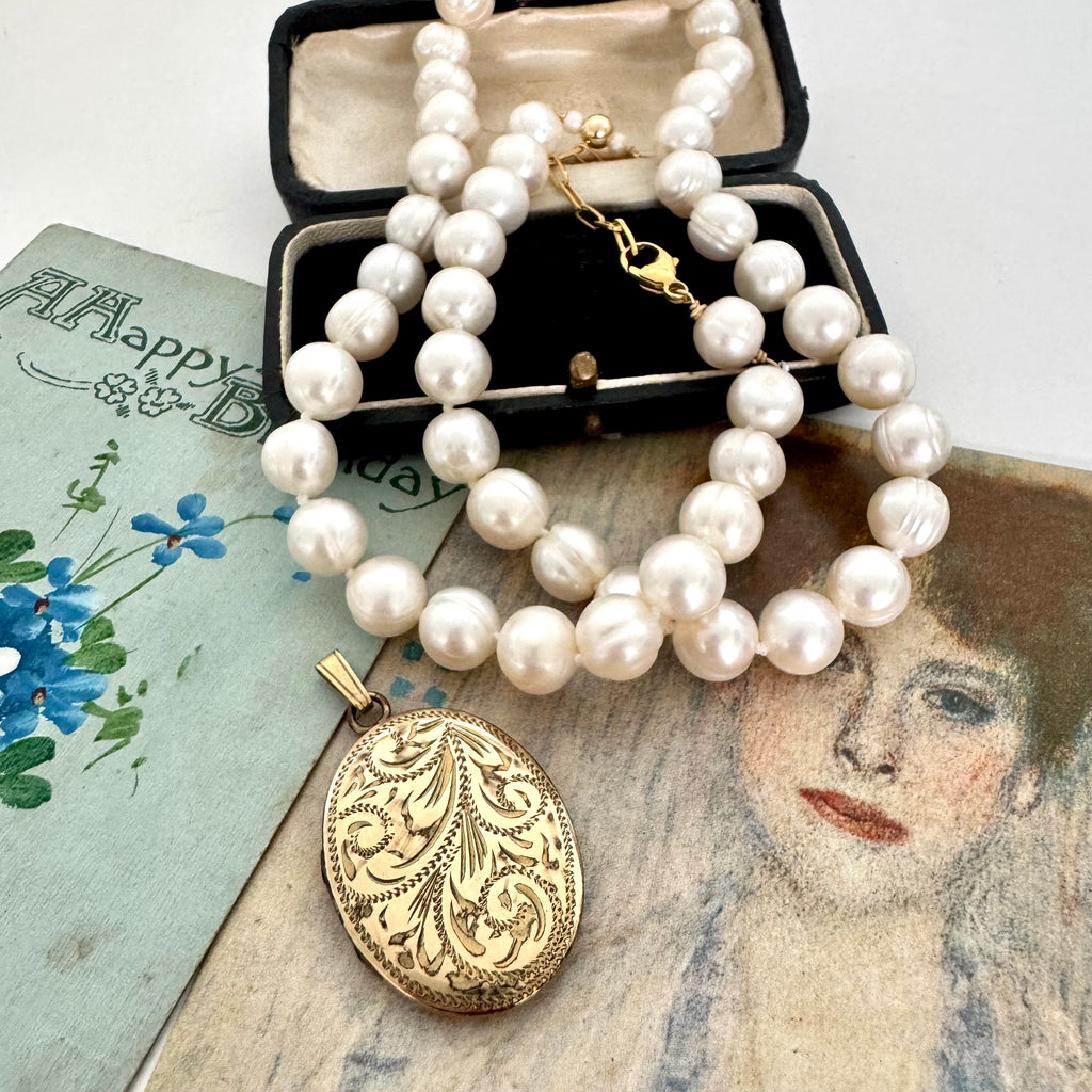 SOLD Vintage Rolled Gold Locket Multiway Pearl Necklace