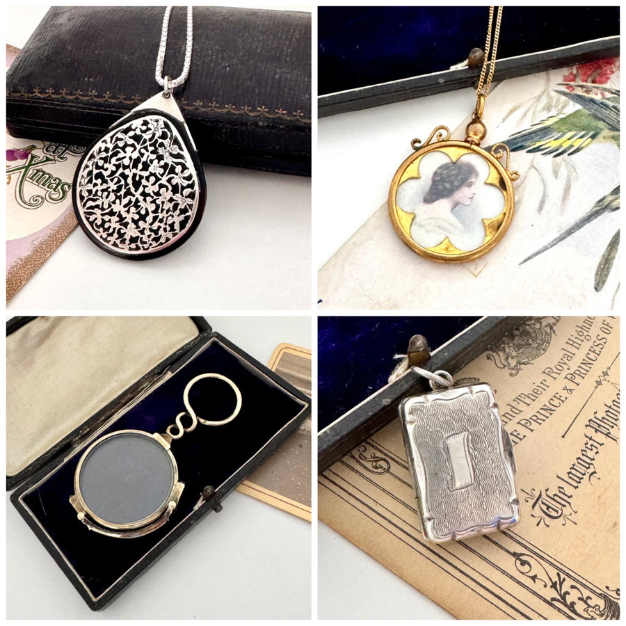 A collage of Vonk Jewellery antique necklaces