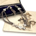 Antique Victorian continental silver triple strand Albertina watch chain with tassel on an old photograph