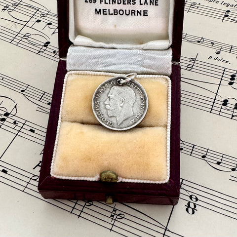 Antique Silver "Lucky" Sixpence Charm