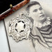 Large antique William Hair Haseler silver watch fob on an old photograph of a woman and jewellery box