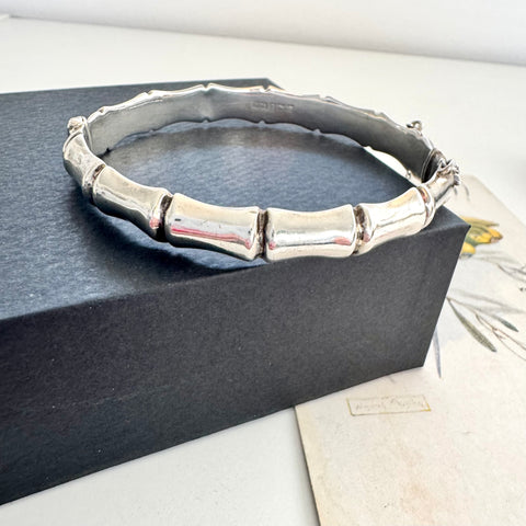 Vonk Jewellery vintage 1963 sterling silver bamboo bangle on a black box