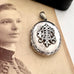 Vonk Jewellery Victorian silver Amity, Eternity and Infinity locket on an antique photo of a woman