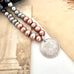 Vonk Jewellery pearl and silver 1904 threepence necklace on vintage postcards