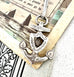 Vonk Jewellery antique silver anchor brooch necklace on a vintage postcard
