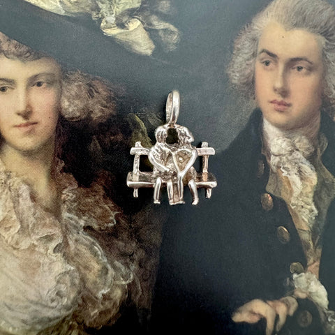 Vonk Jewellery vintage silver lovers on a park bench charm