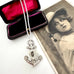 Vonk Jewellery antique silver brooch anchor necklace with a vintage postcard of a woman